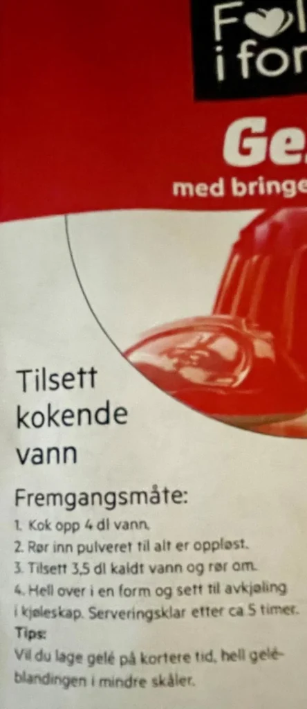 Bringebærgelé uten sukker 4 poser