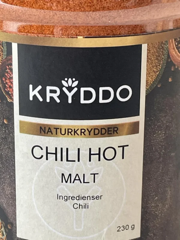 Chili hot, malt 230 gram i Boks