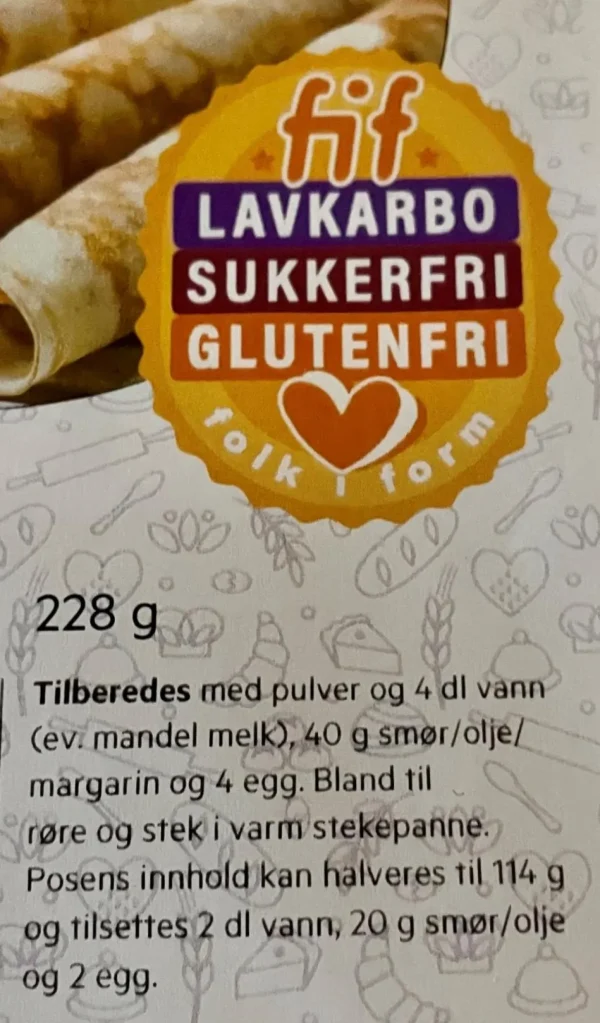 FIF Pannekake Lavkarbo Sukker- og Glutenfri 228g