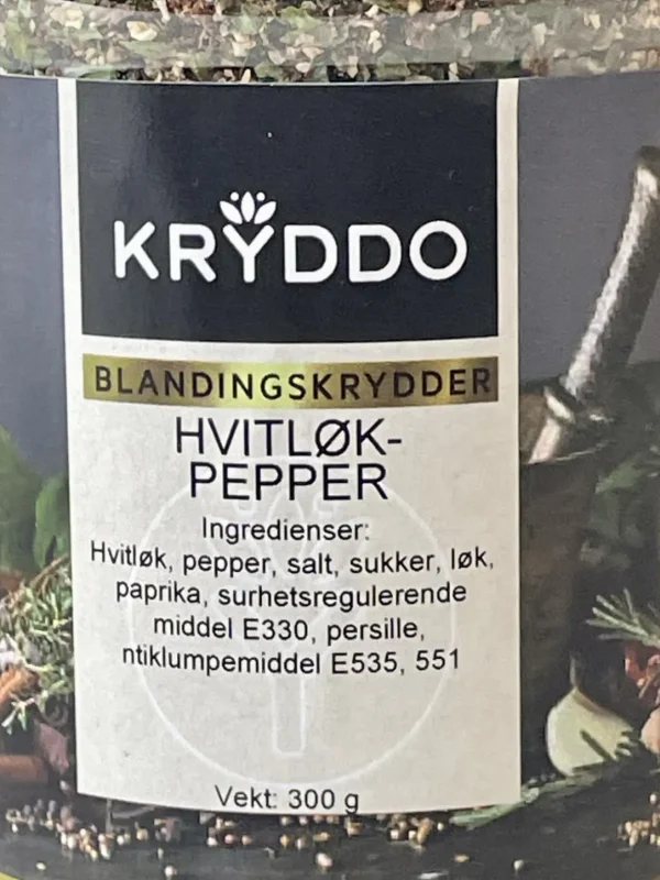 Hvitløkpepper 300 gram i Boks