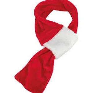 Juleskjerf Fløyel/Plysj 50cm/S Rød/Hvit
