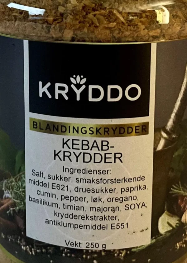 Kebab krydder 250 gram i boks