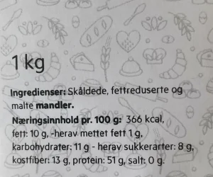 Mandelmel Fettredusert Glutenfri 1 kg