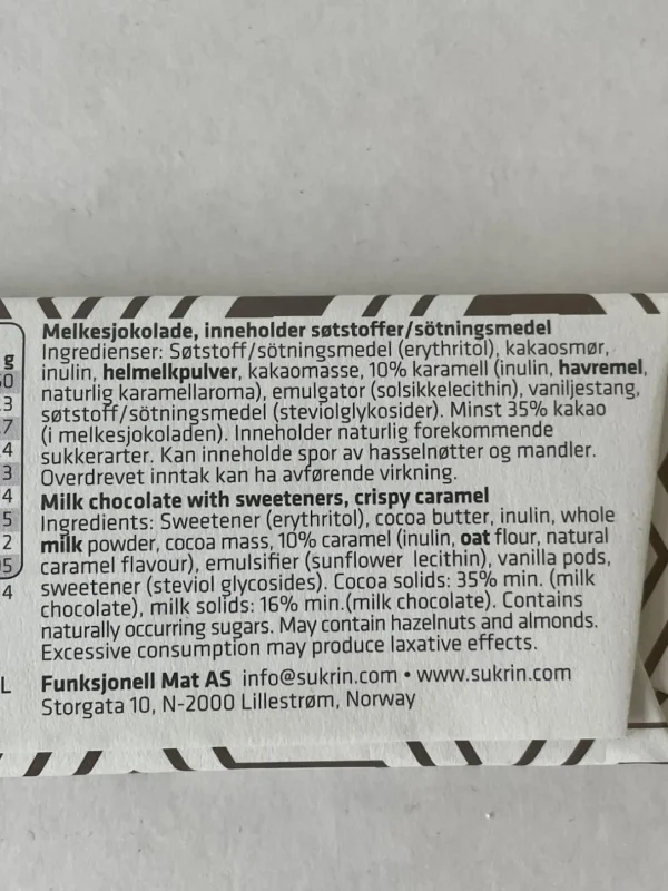 Sukrin Milk Chocolate Crispy Caramel 40 g